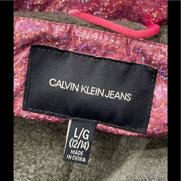 Girls Calvin Klein Pink winter coat fleece lining size 12-14 - Picture 7 of 8